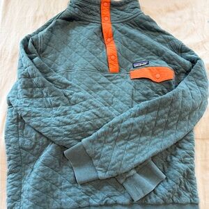 Patagonia Quilted Pullover with Bold Orange Detail